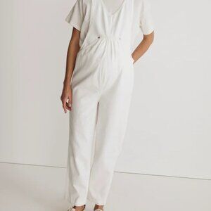 Madewell NWT Maternity Kangaroo Pocket Overalls Size XL in Tile White